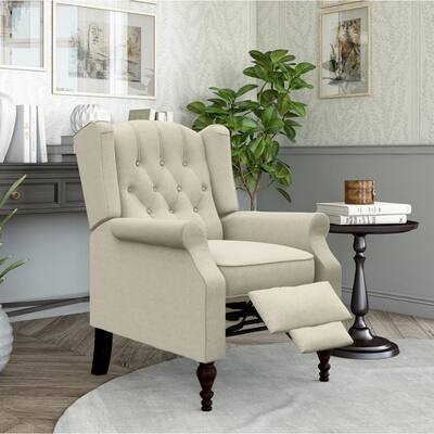 Waybrook Biscuit Tan Upholstered Tufted Wingback Pushback Recliner