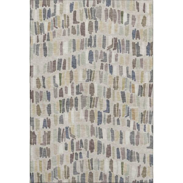 Mayfield Premium Machine Washable Abstract AMF2377 Linen 9 ft. x 12 ft. Area Rug