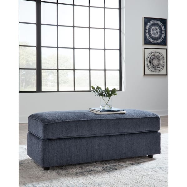 Signature DESIGN BY ASHLEY Albar Place Blue Polyester Rectangle Cocktail Medium Ottoman