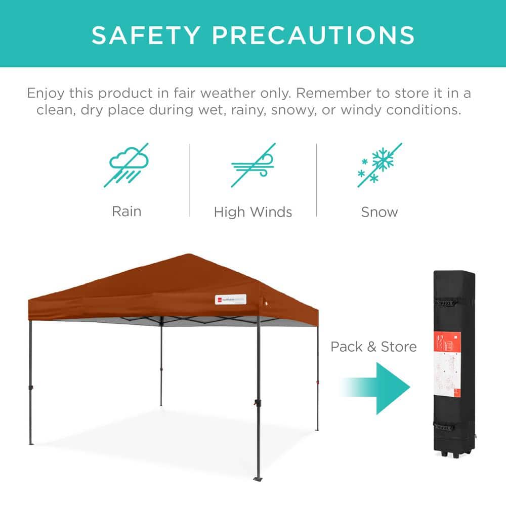 Rust 10x10ft Easy Setup Pop Up Canopy with Wheeled Case