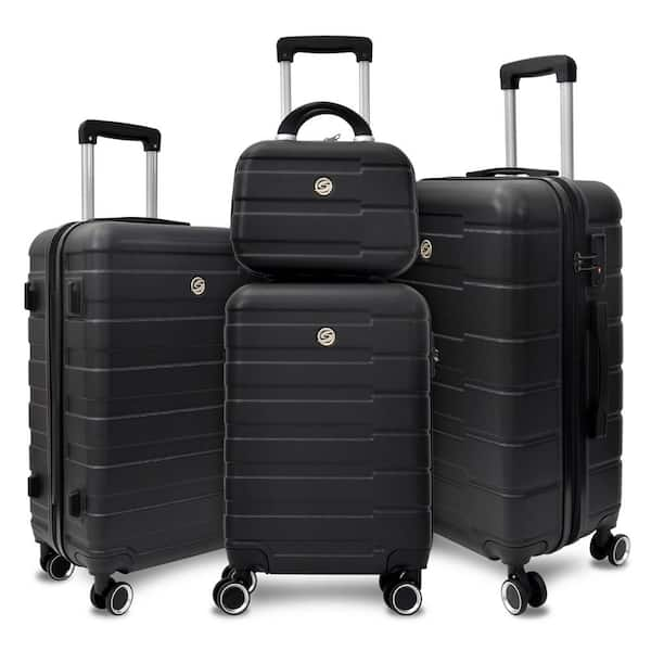 Patere 4 piece hard shell suitcase set suitcase with spinner wheels 12 20 24 28 inches LG 181329 BK The Home Depot