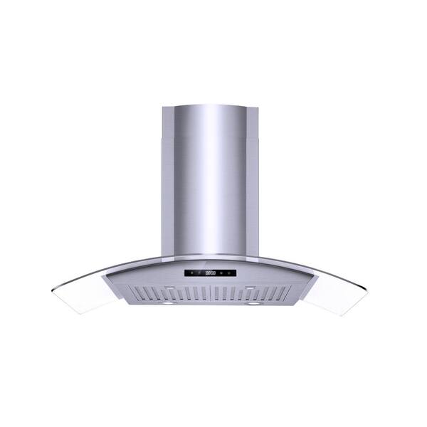 Vissani Avellino 36 in. 500CFM Convertible Glass Wall Mount Range Hood