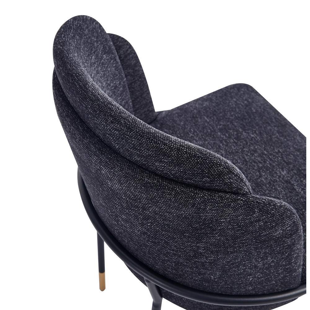 High Back Black Linen Upholstered Metal Side Chair