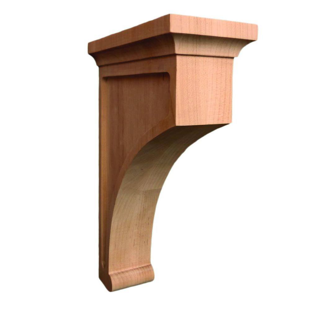 14 in x 3-7/8 in x 9 in Unfinished Large Solid Traditional Plain Wood Bracket Corbel