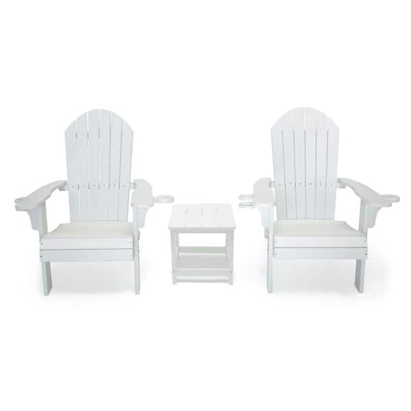 LuXeo Westwood White 3-Piece All-Weather Plastic Outdoor Patio Conversation Set