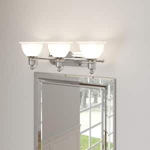 Madison Collection 3-Light Polished Chrome Etched Glass Traditional Bath Vanity Light