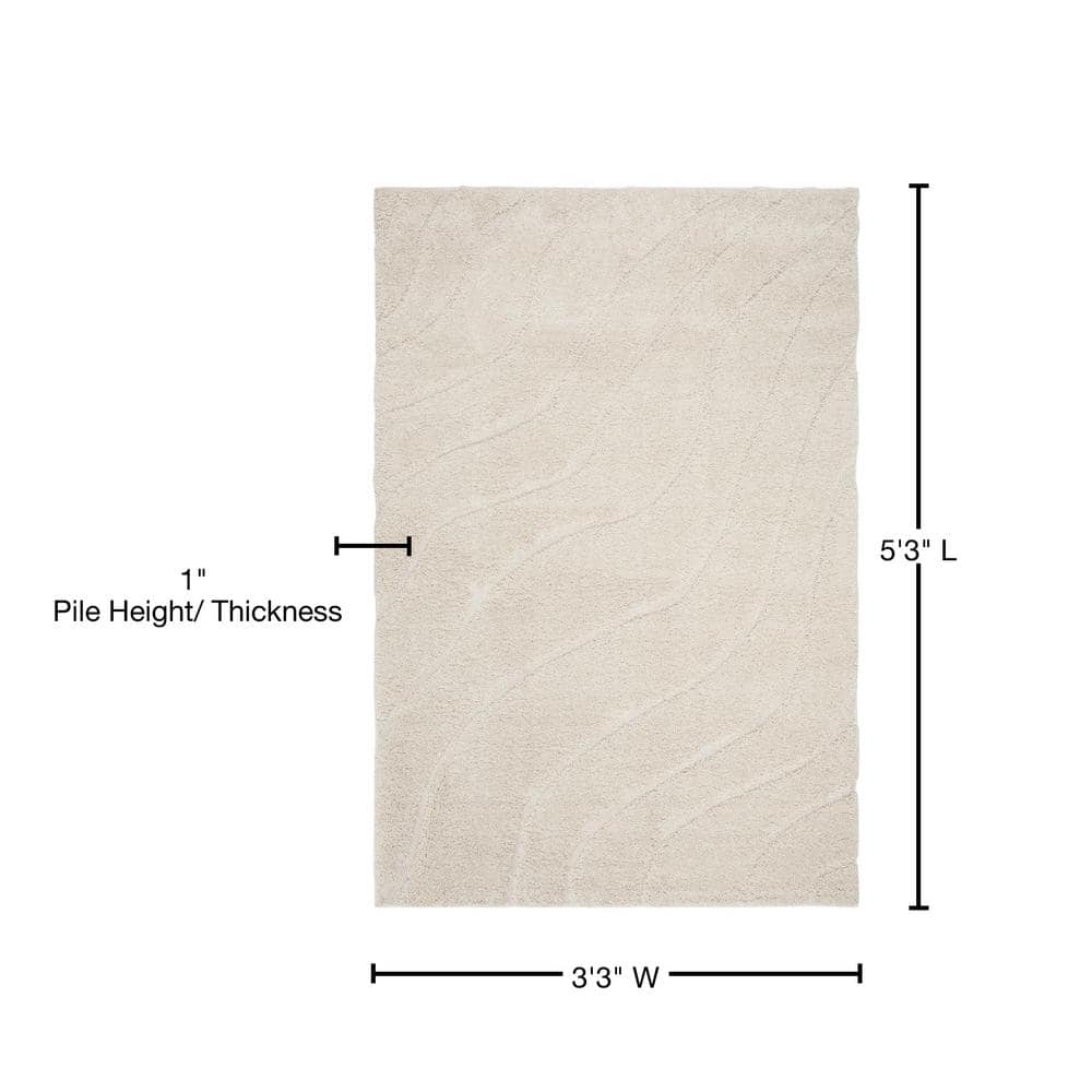Off-White Tufted Handmade Shag Area Rug