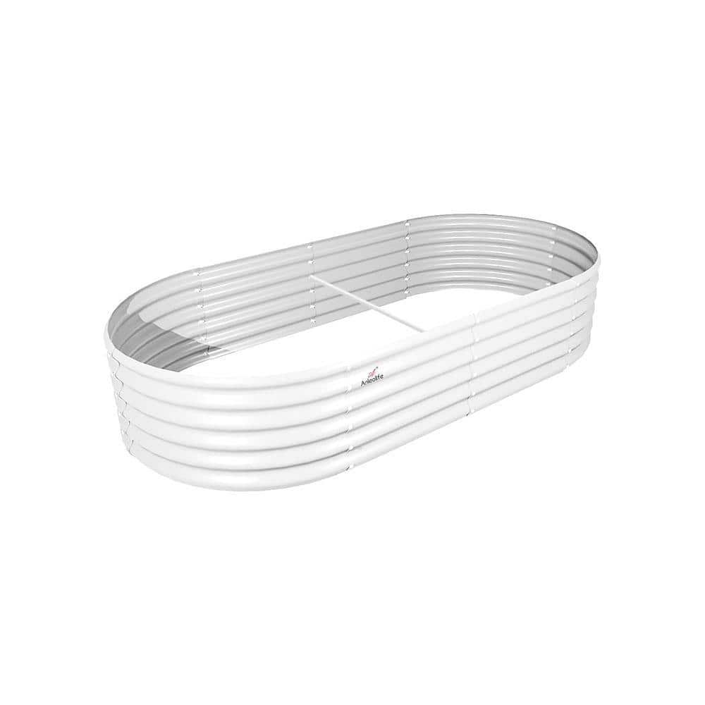 Potted J Box JUJABU 6 ft. x 2 ft. x 1.5 ft. Outdoor Oval Round White Galvanized ...
