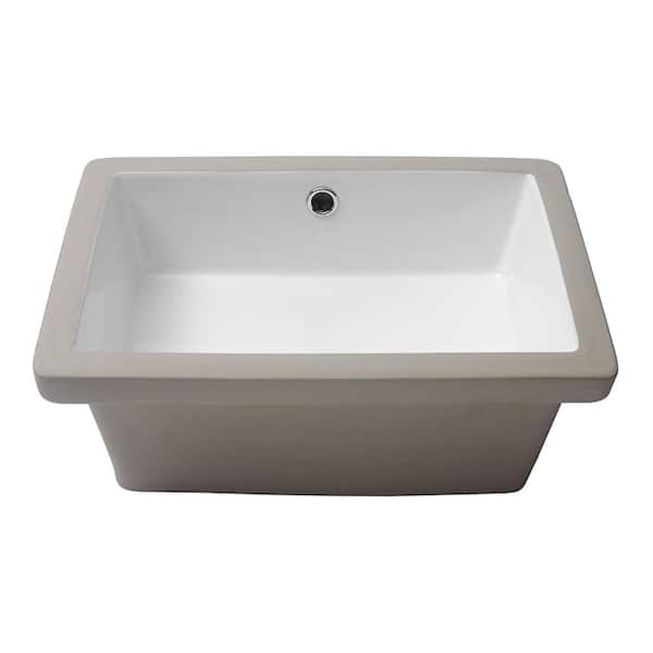 JimsMaison 18 in. Undermount Bathroom Sink in White Ceramic