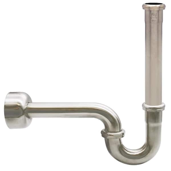 1-1/2" Brass Bathroom Sink P-Trap with 12" Slip Joint Extension Tube in Satin Nickel