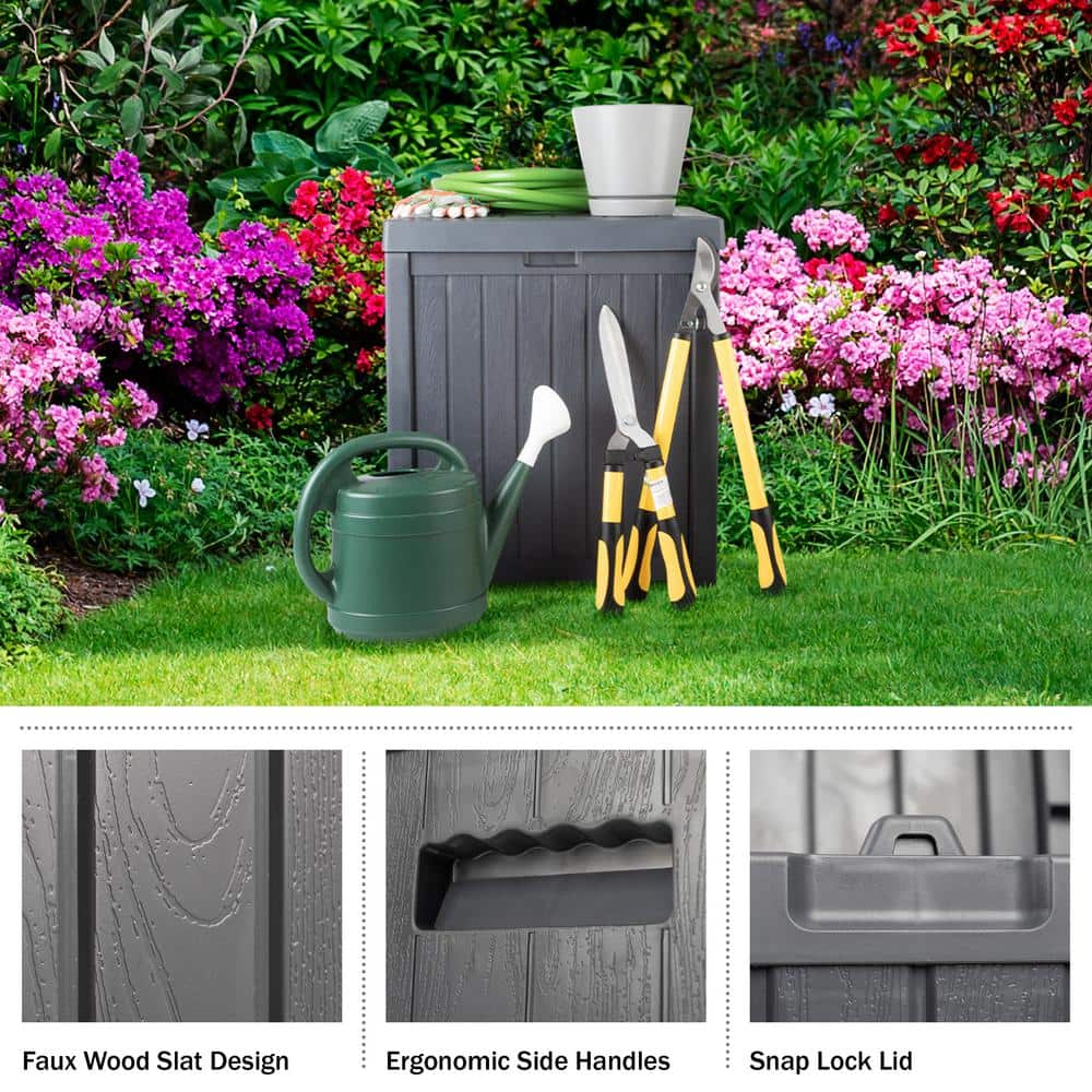 Gray 50-Gallon Lockable Plastic Deck Storage Box