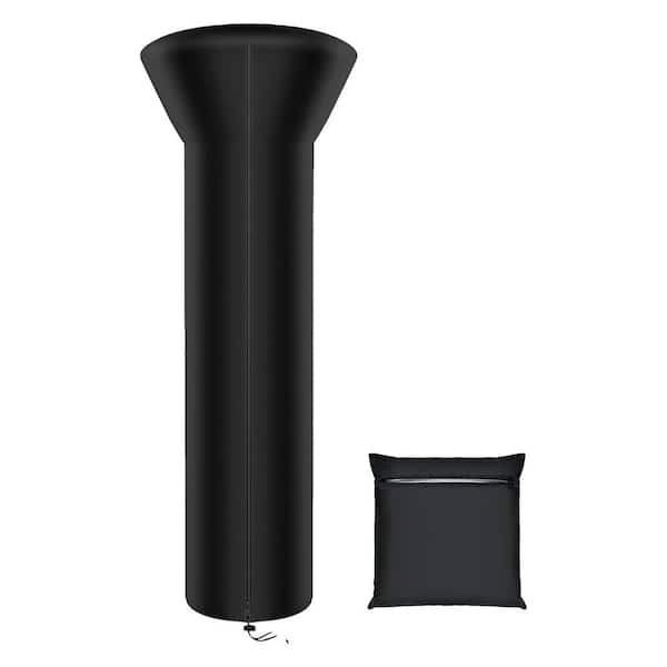 ITOPFOX Waterproof 89 in. x 33 in. x 19 in. Black Fabric Patio Heater Cover with Zipper and Storage Bag