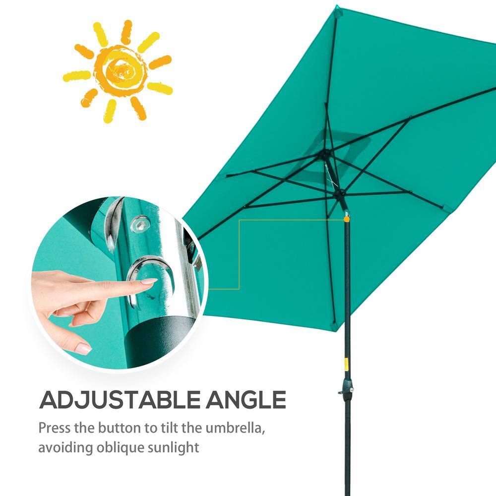 Teal Green Rectangular Market Umbrella with Crank and Tilt