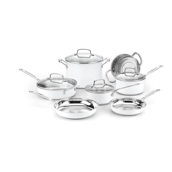 Cuisinart Chef's Classic 11-Piece Metallic White Cookware Set with Lids