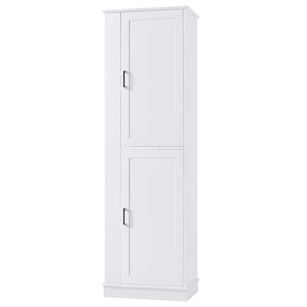 Tatahance 21 in. W x 14 in. D x 68 in. H White MDF Board Freestanding Tall Linen Cabinet with Adjustable Shelf and Hook