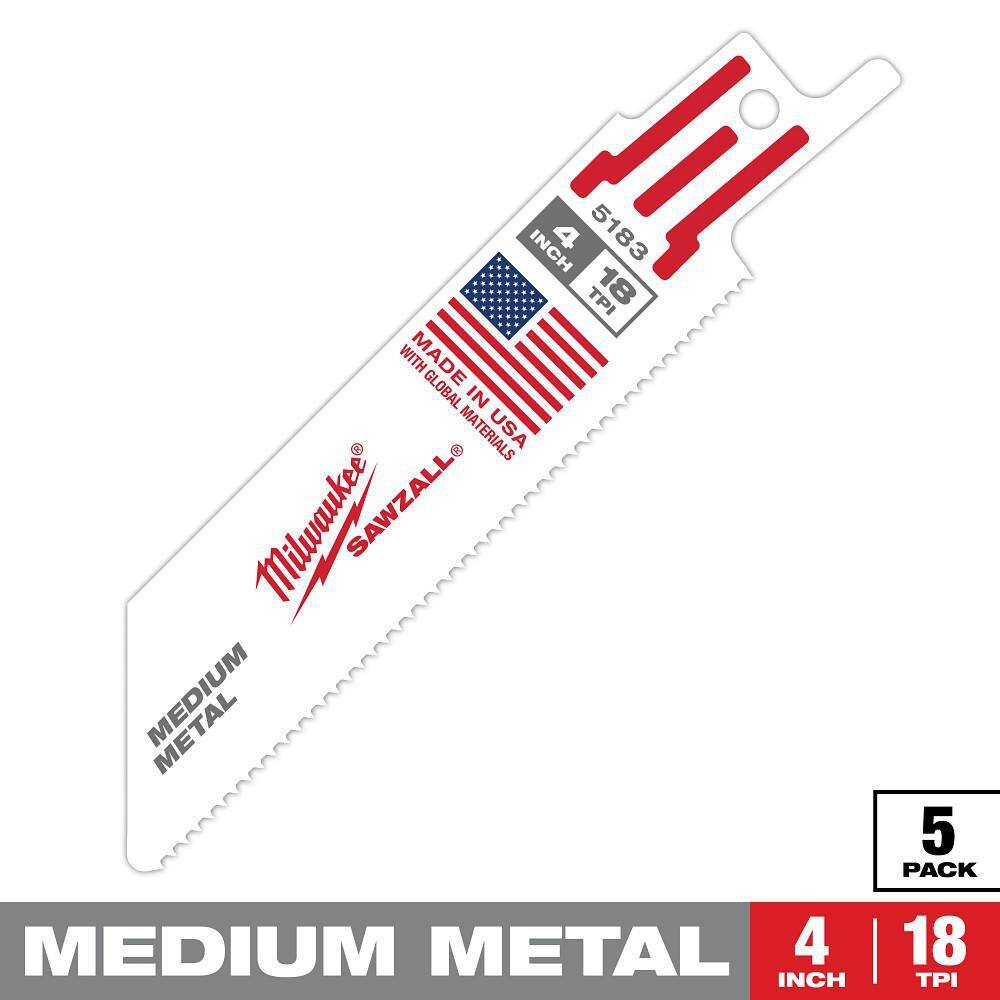 4 in. 18 TPI Medium Metal Cutting SAWZALL Reciprocating Saw Blades (5-Pack) price history on PriceWatchPro