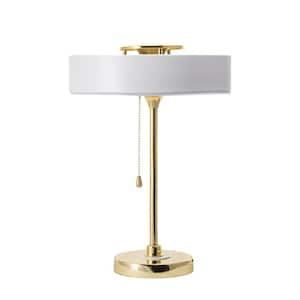 JONATHAN Y Carson Rechargeable Cordless 12.75-in Brass Gold LED Stick Table  Lamp with Glass Shade