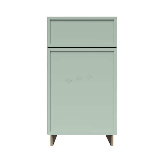 Slim Shaker Assembled 18 in. W x 34.5 in. H x 24 in. D Trash Can Base Kitchen Cabinet in Green