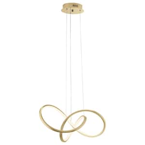 1-Light Gold Dimmable Integrated LED Pendant Light