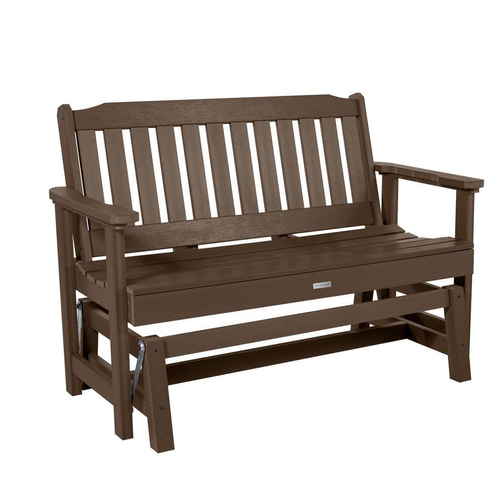 Weathered Acorn Poly Lumber Outdoor Glider Bench