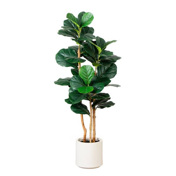 4ft. Artificial Fiddle Leaf Tree in Decorative White Planter