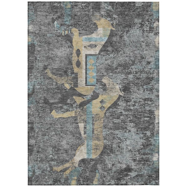 Chantille Machine Washable Indoor/Outdoor Abstract ACN3109 Gray 9 ft. x 12 ft. Area Rug