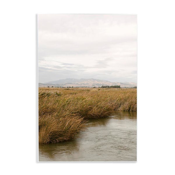 Stupell Industries Marshland with Distant Mountain by Crystal Lynn Collins Unframed Nature Graphic Art Print 19 in. x 13 in.