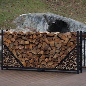 8 ft. Firewood Log Rack with Kindling Holder - Straight Sides