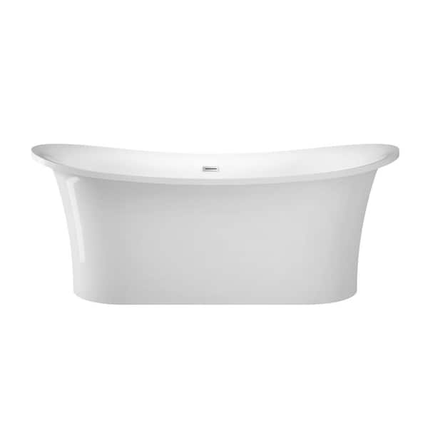 Barclay Products Nydia 72 in. Acrylic Flatbottom Non-Whirlpool Bathtub in White with Integral Drain in Matte Black