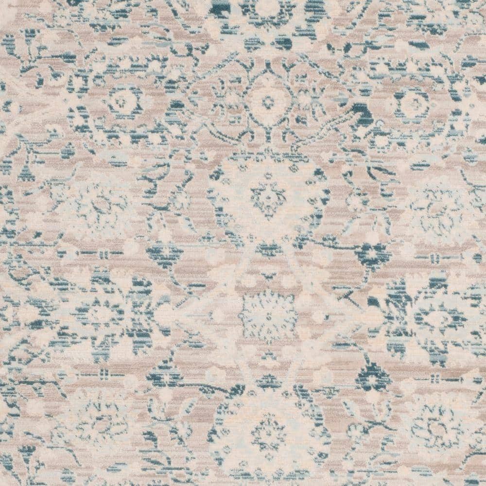 Gray Floral Synthetic Stain-Resistant 4' x 6' Rug