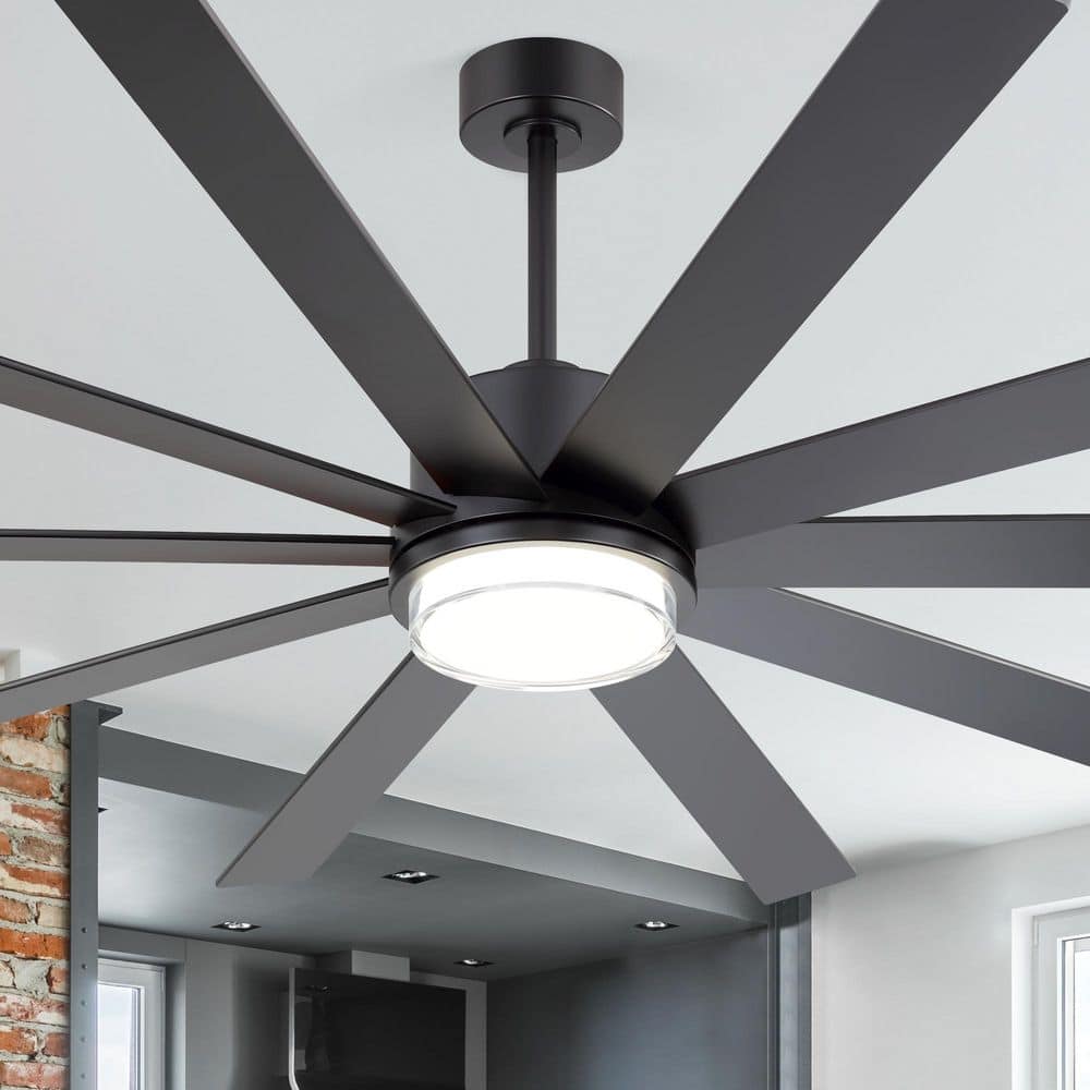 Archer 75 in. Integrated LED Black Windmill Ceiling Fan with Light, Downrod, Black/Brown Blade and Remote Included price history on PriceWatchPro