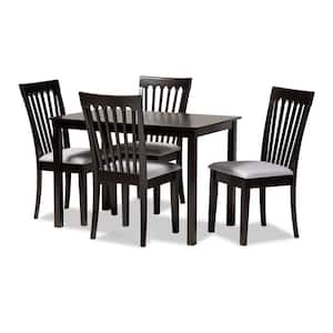 Minette 5-Piece Gray and Espresso Dining Set