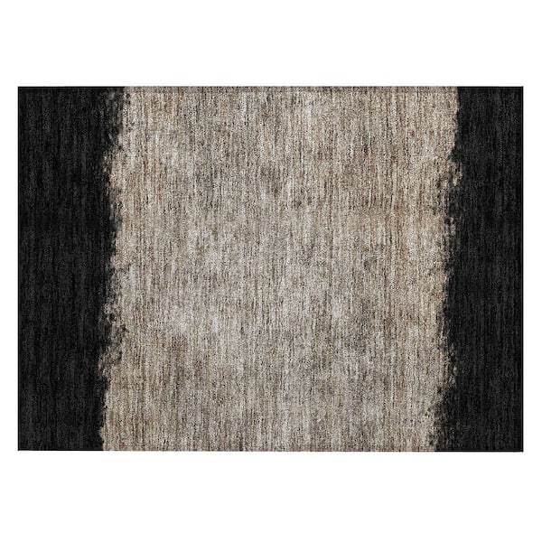 Chantille Machine Washable Indoor/Outdoor Abstract ACN2214 Black 1 ft. 8 in. x 2 ft. 6 in. Accent Rug
