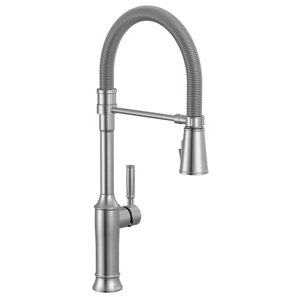 Renaldi Spring Spout Lumicoat Arctic Stainless 22.63 in. H Pull Down Sprayer Kitchen Faucet 360° Spout Swivel