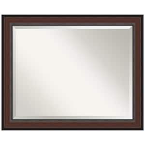 Medium Rectangle Walnut Cherry Beveled Glass Classic Mirror (26.5 in. H x 32.5 in. W)