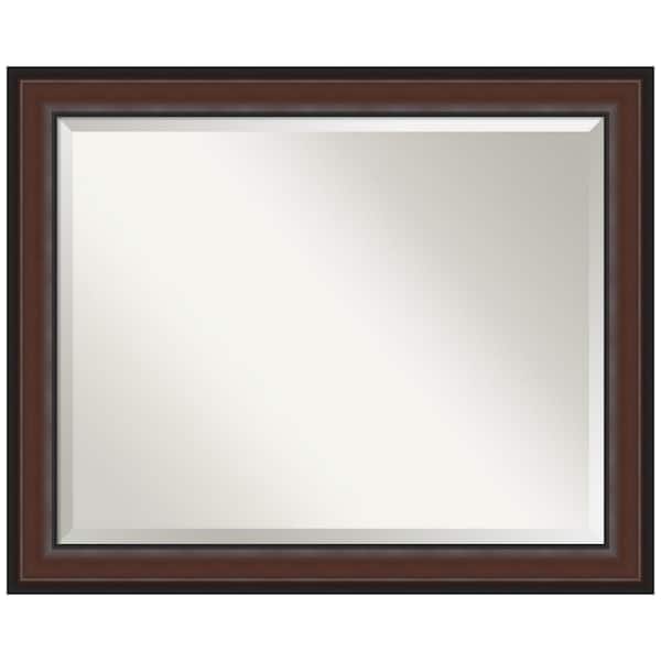 Amanti Art Medium Rectangle Walnut Cherry Beveled Glass Classic Mirror (26.5 in. H x 32.5 in. W)