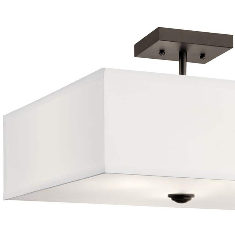 Olde Bronze 18" Square Semi-Flush Ceiling Light with Satin Etched Glass