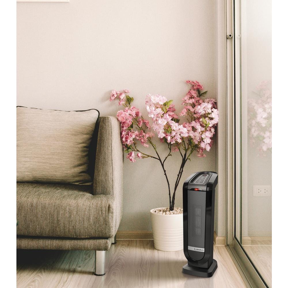 Black Ceramic Electric Tower Heater with Digital Display and Remote Control