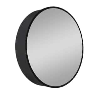 24 in. W x 24 in. H Round Metal Medicine Cabinet with Mirror Black Framed Wall Mount or Recessed Medicine Cabinet