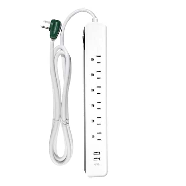 GoGreen Power GoGreen Power Inc. 6-ft. Cord Surge Protector with 6-Outlets, USB-A and USB-C, 450 Joules - GG-1662USBC