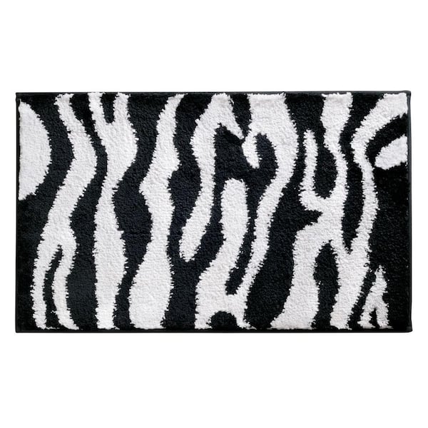 interDesign Zebra 34 in. x 21 in. Bath Rug in Black/White