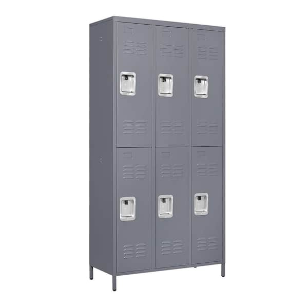 35.4 in. W x 72 in. H x 15.8 in. D Metal Locker,Freestanding Cabinet in Gray with Lock for Home Gym Office School Garage