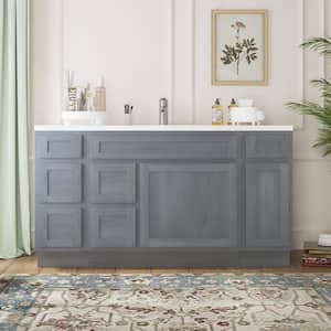 60 in. W x 21 in. D x 32.5 in. H Bath Vanity Cabinet without Top in Silver