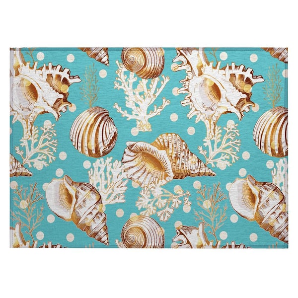 Surfside Blue 1 ft. 8 in. x 2 ft. 6 in. Geometric Indoor/Outdoor Area Rug