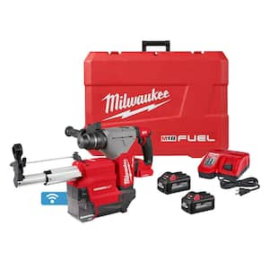 M18 FUEL 18V Lithium-Ion Brushless 1-1/8 in. Cordless SDS-Plus Rotary Hammer/Dust Extractor Kit, Two 6.0Ah Batteries