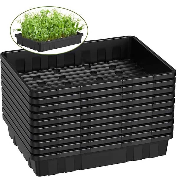 Extra Thick Heavy Duty Seed Starting Trays 10-Pack Microgreens Growing Trays Plant Germination Flats Reusable