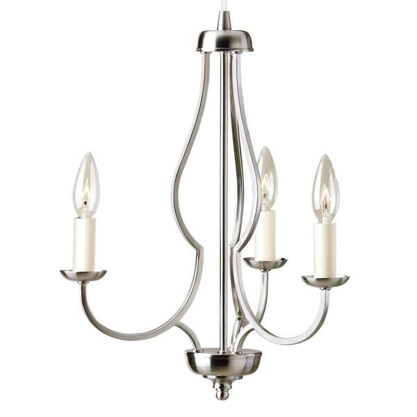 Home Decorators Collection Charlotte 3-Light Brushed Nickel Small Instant Chandelier Light Conversion Kit
