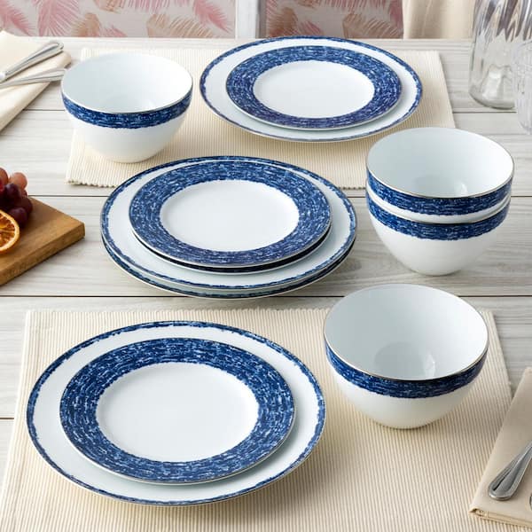 Noritake Blue Rill 10.5 in. (Blue) Porcelain Dinner Plates, (Set