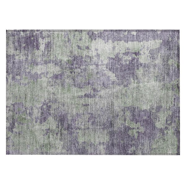 Purple and Green 2 ft. x 3 ft. Woven Abstract Rectangle Indoor/Outdoor Area Rug