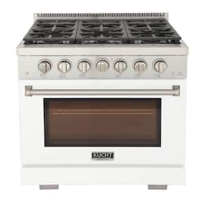 Professional 36 in. 5.2 cu. ft. 6-Burners Freestanding Propane Gas Range in White with Convection Oven